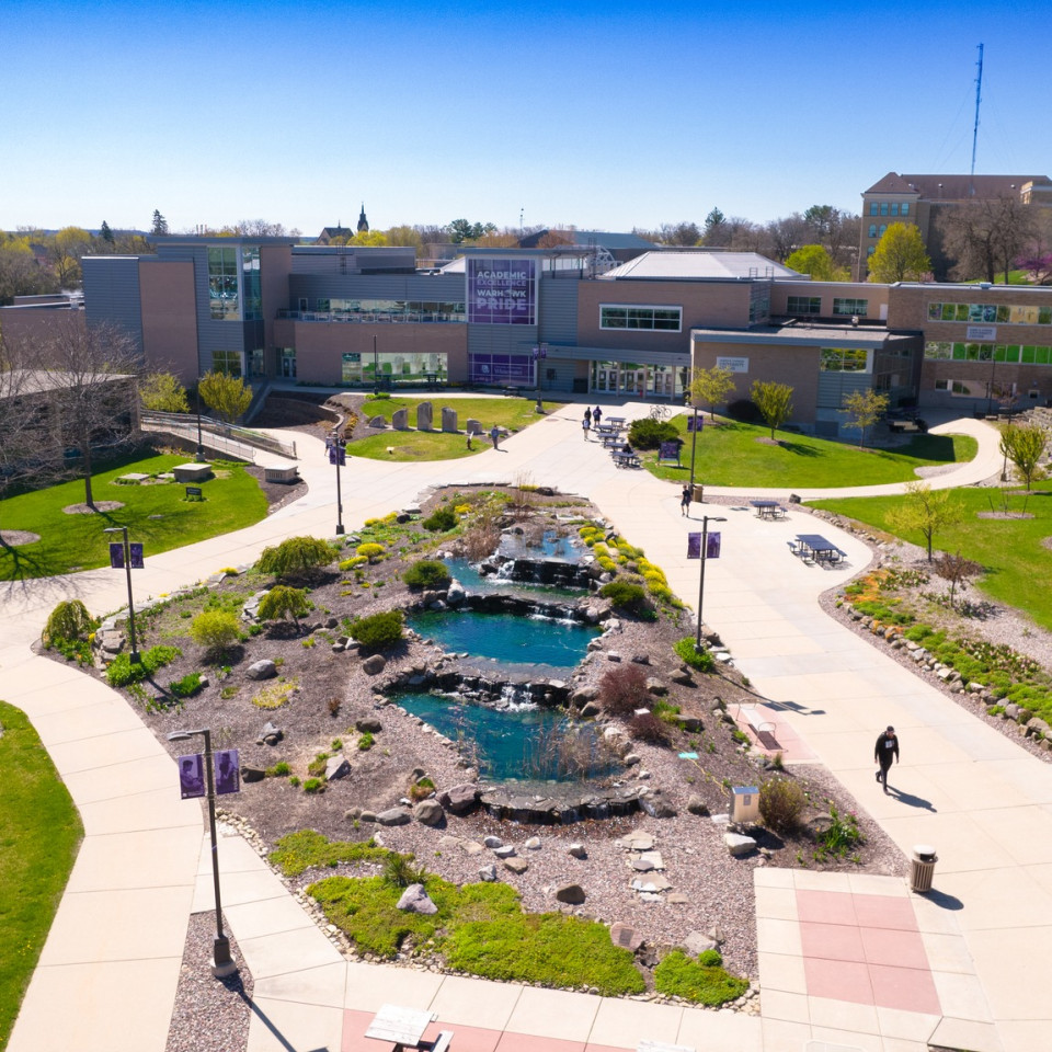 Aerial photo of Univesity of Wisconsin Whitewater campus