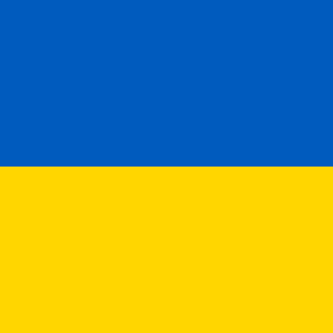 Blue and Yellow Ukraine Flag Colors. Royal blue on the top half and yellow the bottom half.