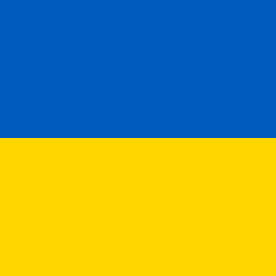 Blue and Yellow Ukraine Flag Colors. Royal blue on the top half and yellow the bottom half.